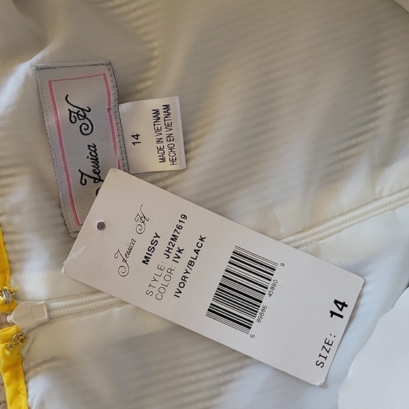 NWT Jessica H | Blue & White Striped Dress with Yellow Trim Size 14 - Picture 6 of 6